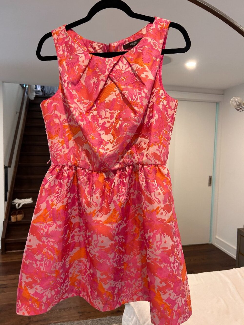 Single (Single Los Angeles) Pink/Orange Floral Jacquard Dress